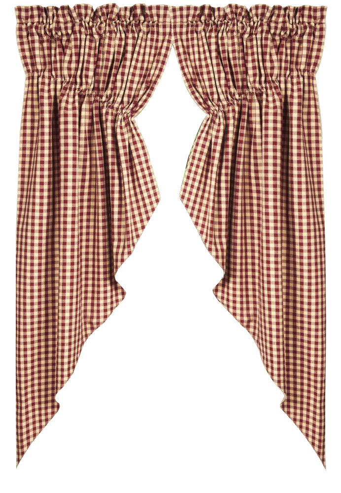 Barn Red Nutmeg Heritage House Check Barn Red Gathered Swag Lined - Home Collections by Raghu