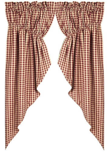 Barn Red Nutmeg Heritage House Check Barn Red Gathered Swag Lined - Home Collections by Raghu