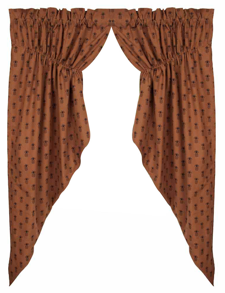 Mocha Black Pineapple Town Gathered Swag Lined - Home Collections by Raghu