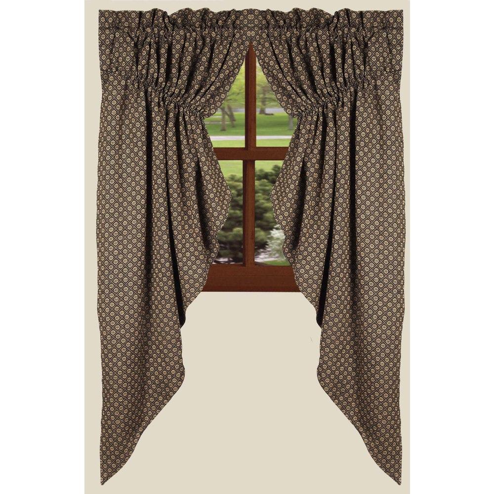 Black-Nutmeg Kingston Jacquard Gathered Swag - Lined - Home Collections by Raghu