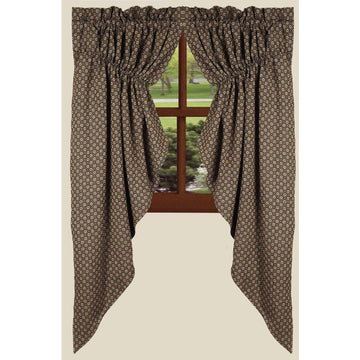 Black-Nutmeg Kingston Jacquard Gathered Swag - Lined - Home Collections by Raghu