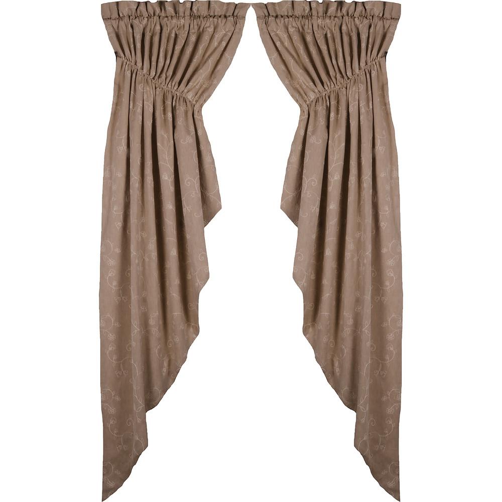 Taupe Candlewicking Taupe Gathered Swag - Lined - Home Collections by Raghu