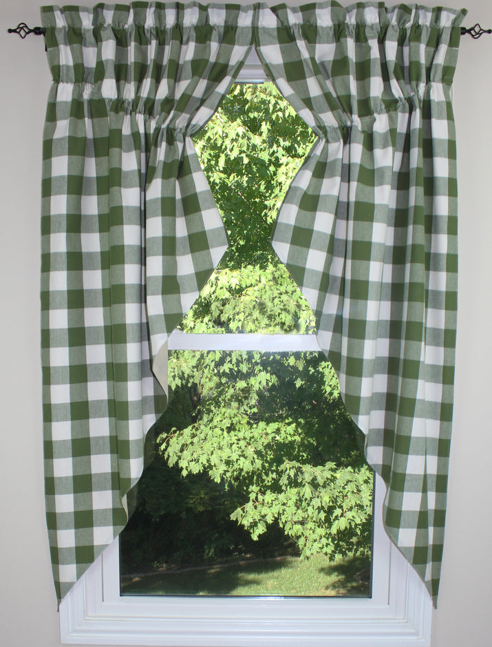 Buffalo Check Sage Sage Gathered Swag  - Home Collections by Raghu