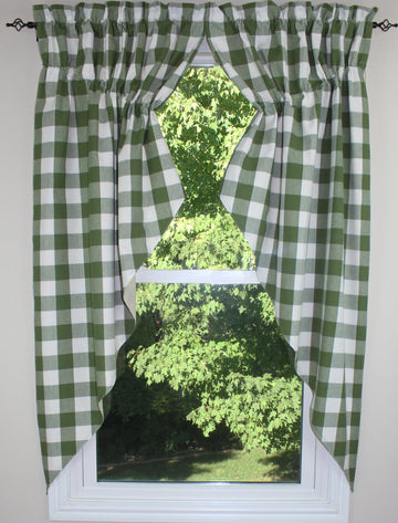 Buffalo Check Sage Sage Gathered Swag  - Home Collections by Raghu