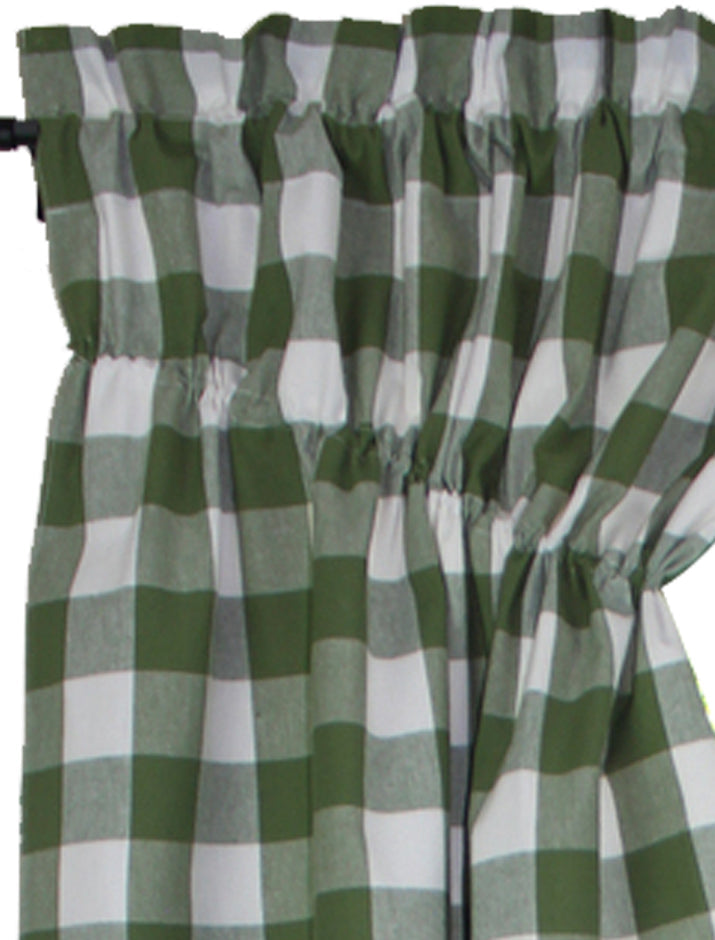 Buffalo Check Sage Sage Gathered Swag  - Home Collections by Raghu