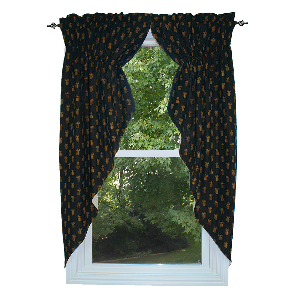 Pineapple Town Black Gathered Swag - Home Collections by Raghu