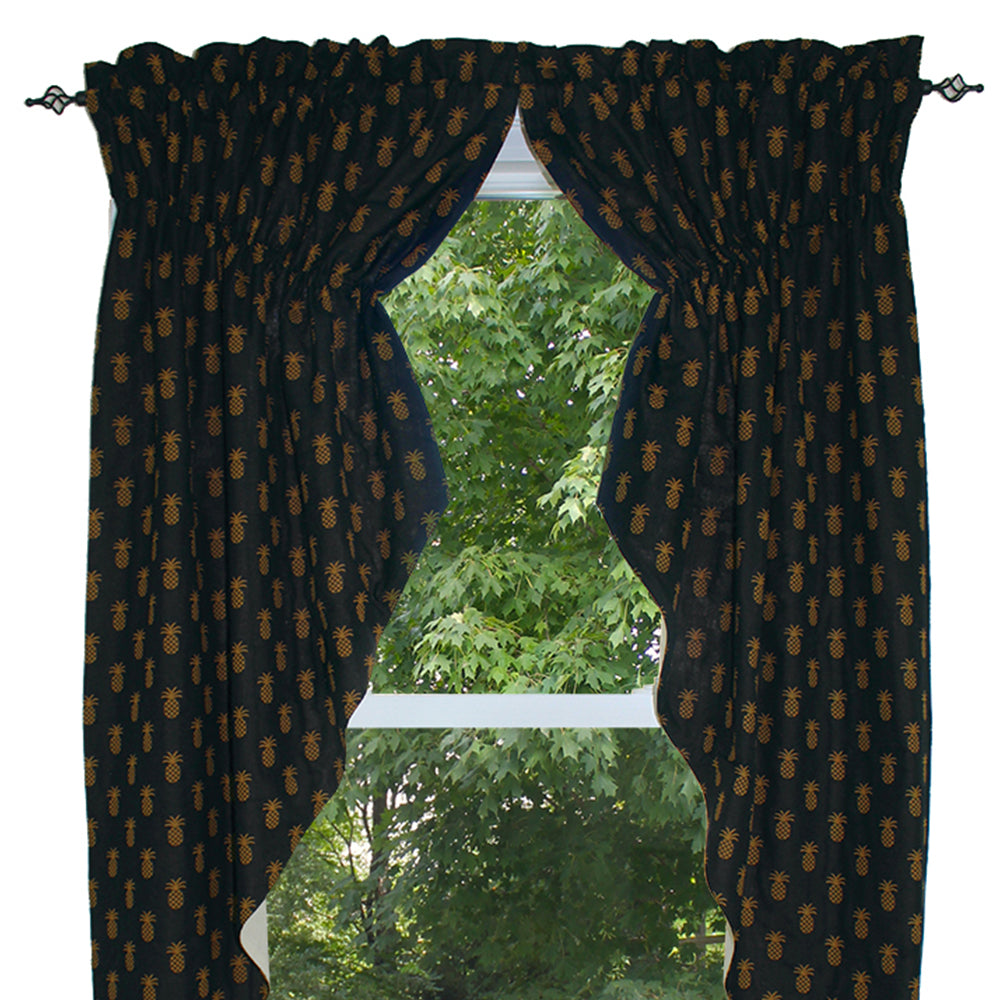Pineapple Town Black Gathered Swag - Home Collections by Raghu