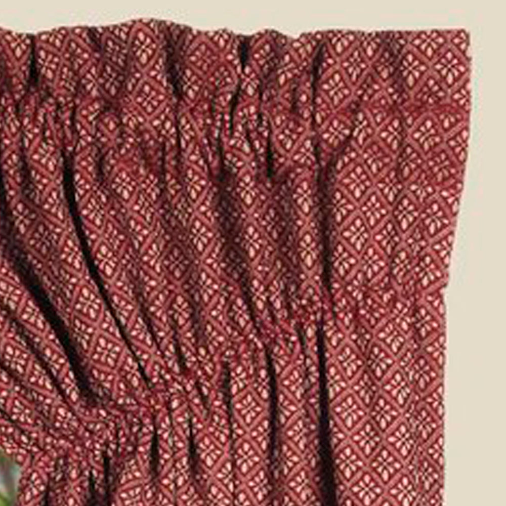 Barn Red-Oat Philmont Jacquard Gathered Swag - Lined - Home Collections by Raghu