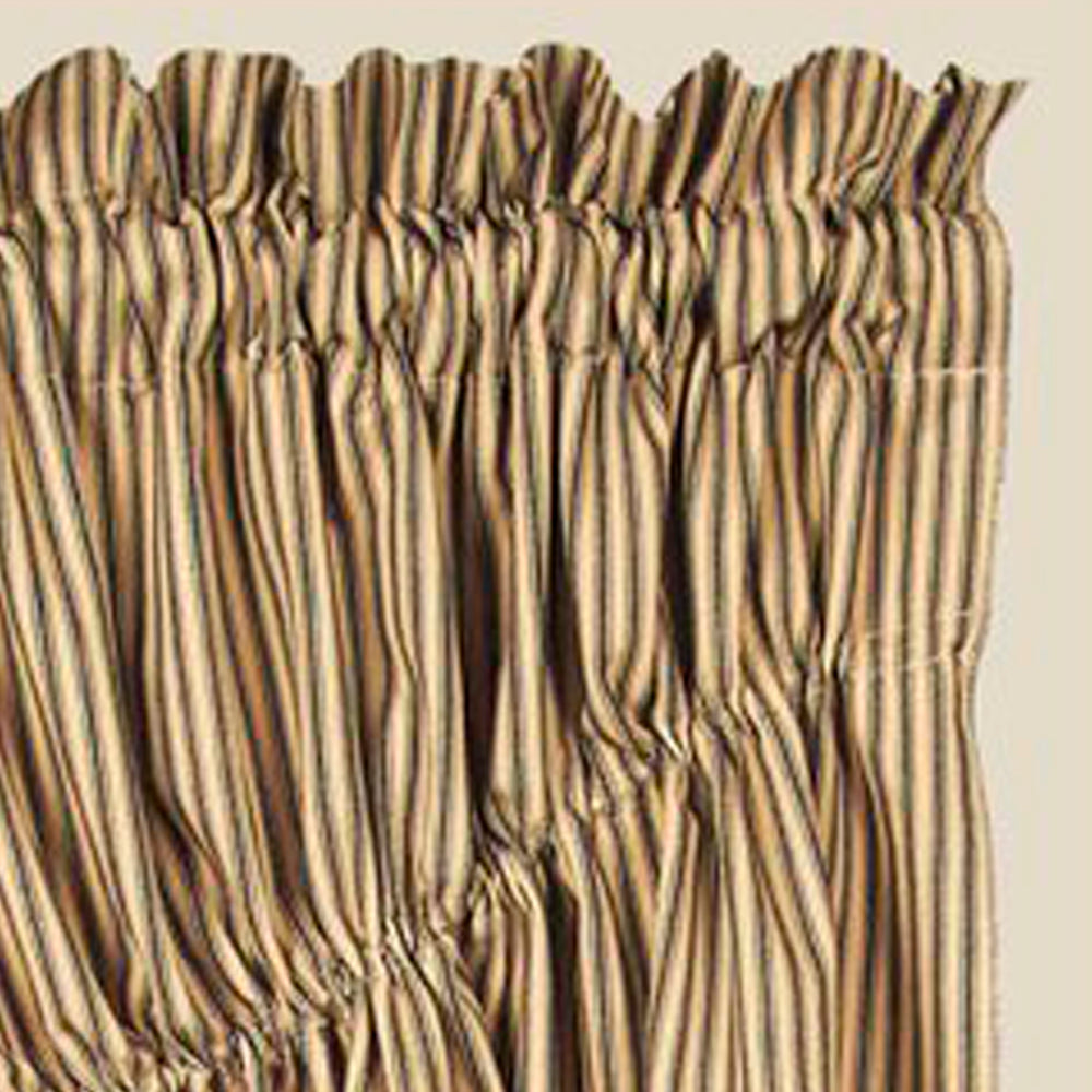 Black-Nutmeg York Ticking Gathered Swag - Lined - Home Collections by Raghu