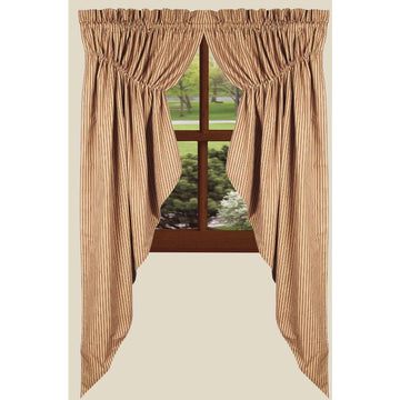 Barn Red-Nutmeg York Ticking Gathered Swag - Lined - Home Collections by Raghu