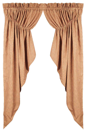 Barn Red Nutmeg York Ticking Gathered Swag Lined - Home Collections by Raghu