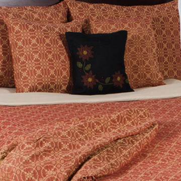 Barn Red Nutmeg Marshfield Jacquard Bed Cover King - Home Collections by Raghu