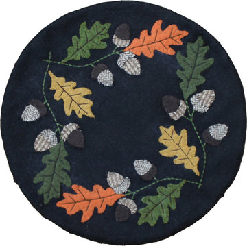 Leaves & Acorns Black Candle Mat  - Home Collections by Raghu