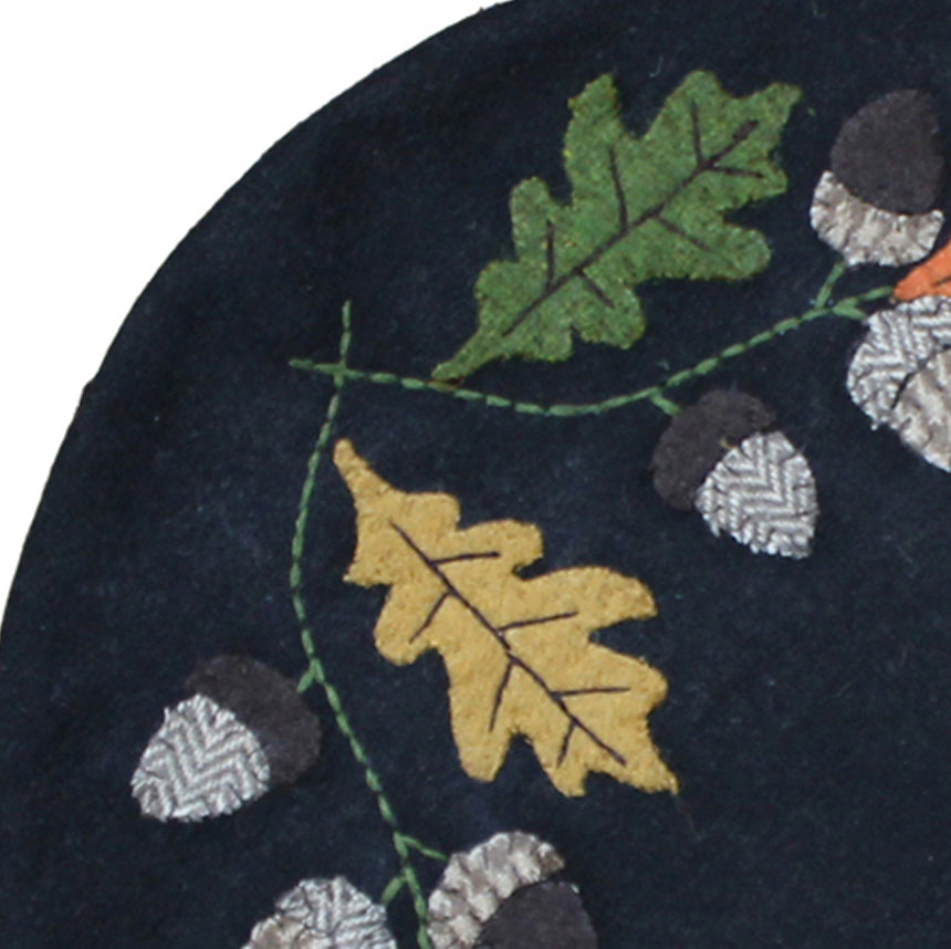 Leaves & Acorns Black Candle Mat  - Home Collections by Raghu