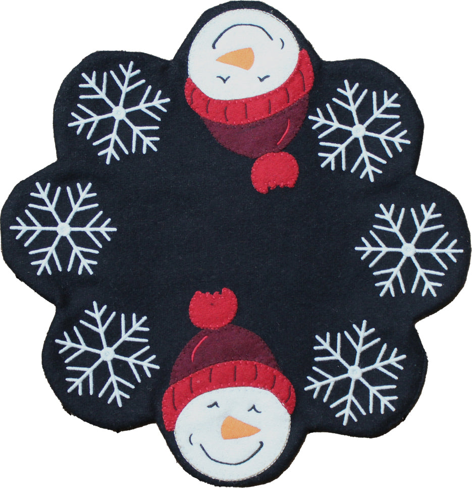 Snowman   Black Candle Mat  - Home Collections by Raghu