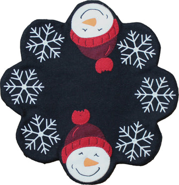 Snowman   Black Candle Mat  - Home Collections by Raghu
