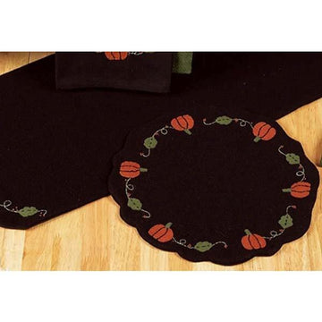 Pumpkins And Vines Black Candle Mat - Set of Two - Home Collections by Raghu