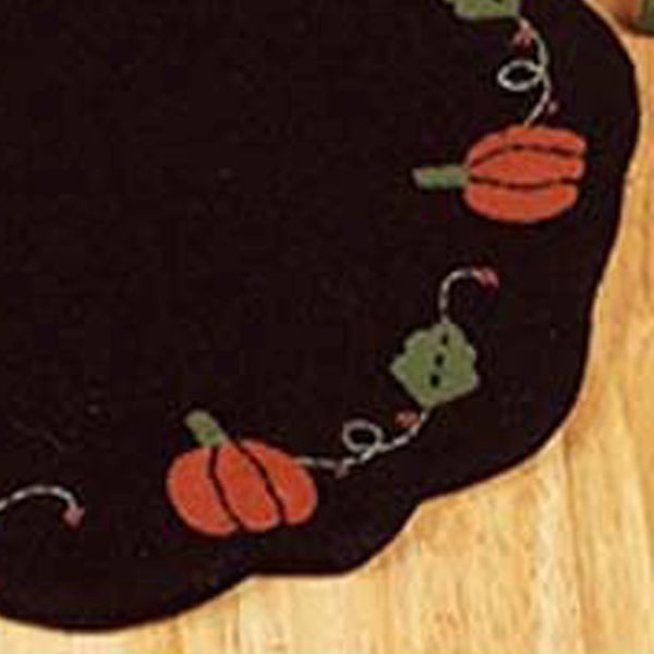 Pumpkins And Vines Black Candle Mat - Set of Two - Home Collections by Raghu