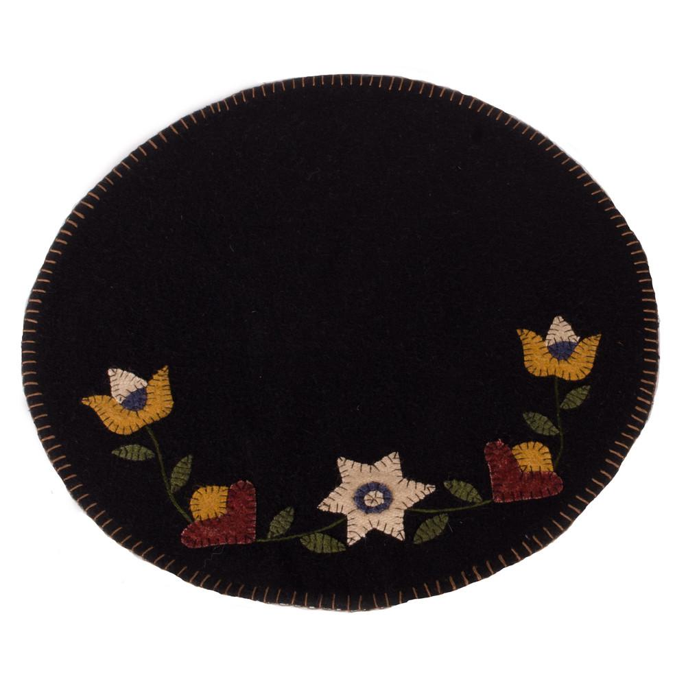 Black Flowering Vine Candle Mat - Set of Two - Home Collections by Raghu
