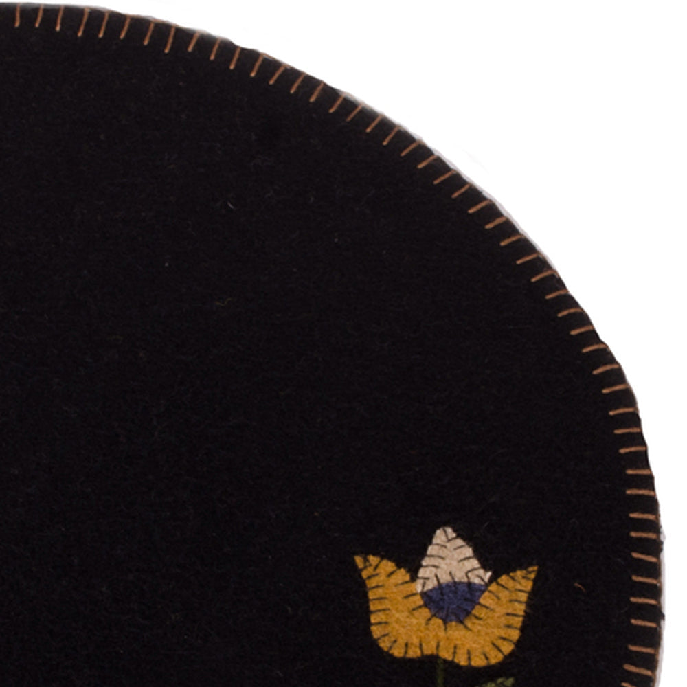 Black Flowering Vine Candle Mat - Set of Two - Home Collections by Raghu