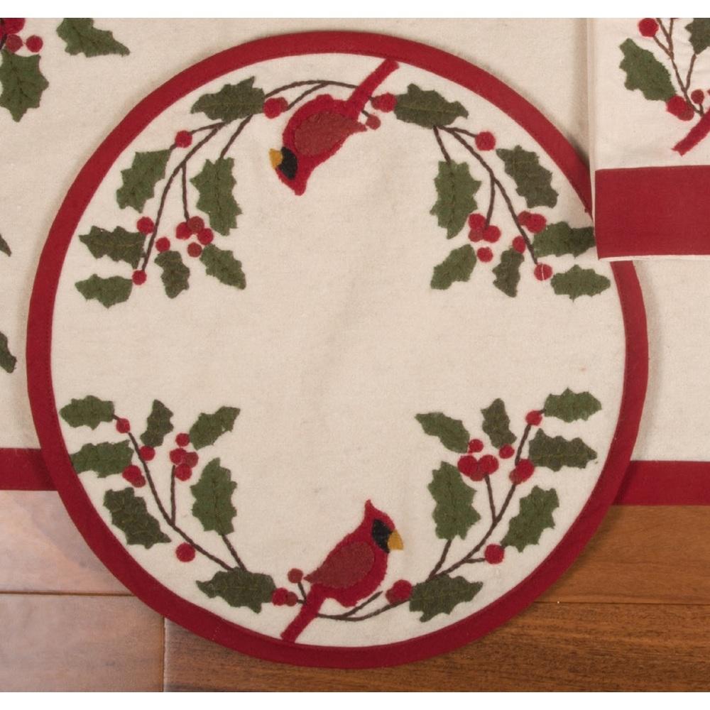 Cardinal Holly  Candle Mat-  Home Collections by Raghu