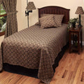 Black-Tan Marshfield Jacquard Bed Cover Queen - Home Collections by Raghu