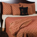 Barn Red Tan Marshfield Jacquard Bed Cover Queen - Home Collections by Raghu