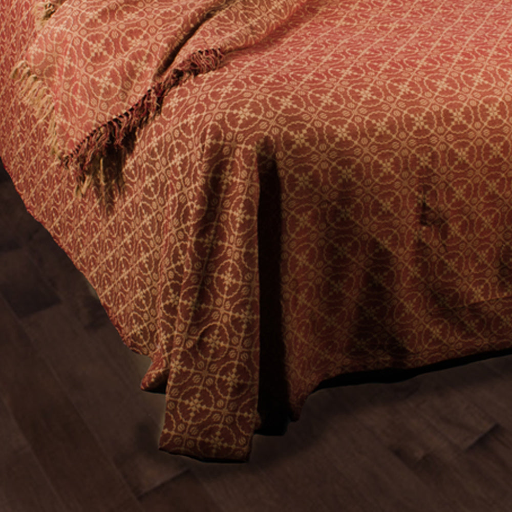 Barn Red Tan Marshfield Jacquard Bed Cover Queen - Home Collections by Raghu