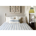 Colonial Blue-Cream Grain Sack Stripe Bed Cover Queen - Home Collections by Raghu