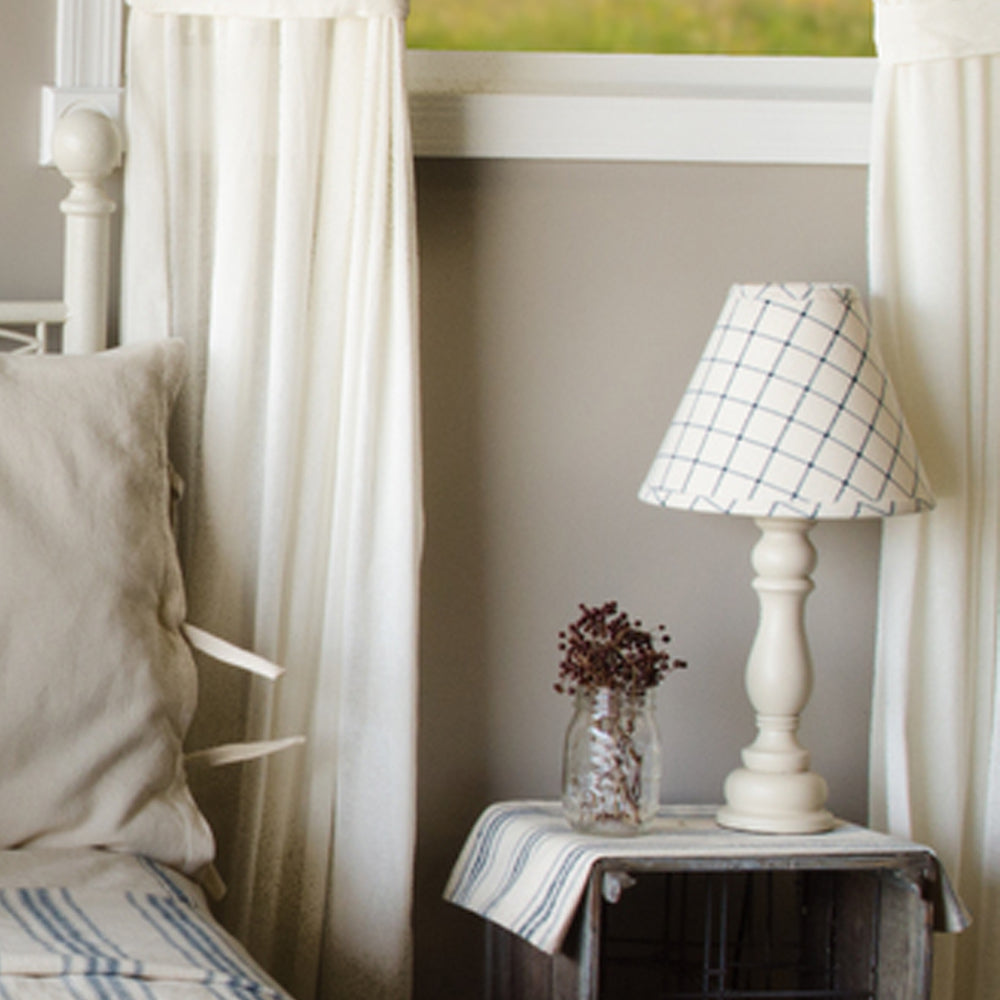 Colonial Blue-Cream Grain Sack Stripe Bed Cover Queen - Home Collections by Raghu