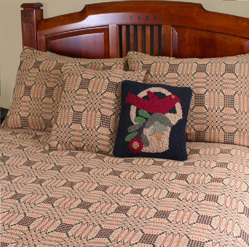 Trenton Jacquard Nutmeg Black Red Queen Bed Cover  - Home Collections by Raghu