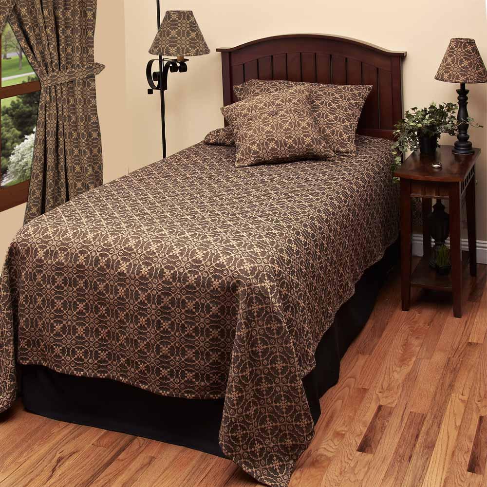 Black-Tan Marshfield Jacquard Bed Cover Twin - Home Collections by Raghu