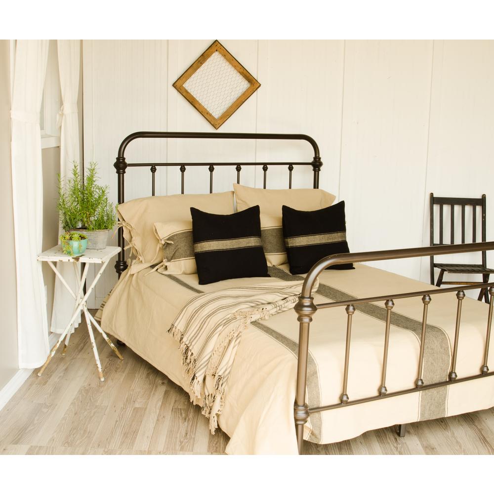 Grain Sack Stripe Oat - Black Queen Duvet Cover - Home Collections by Raghu