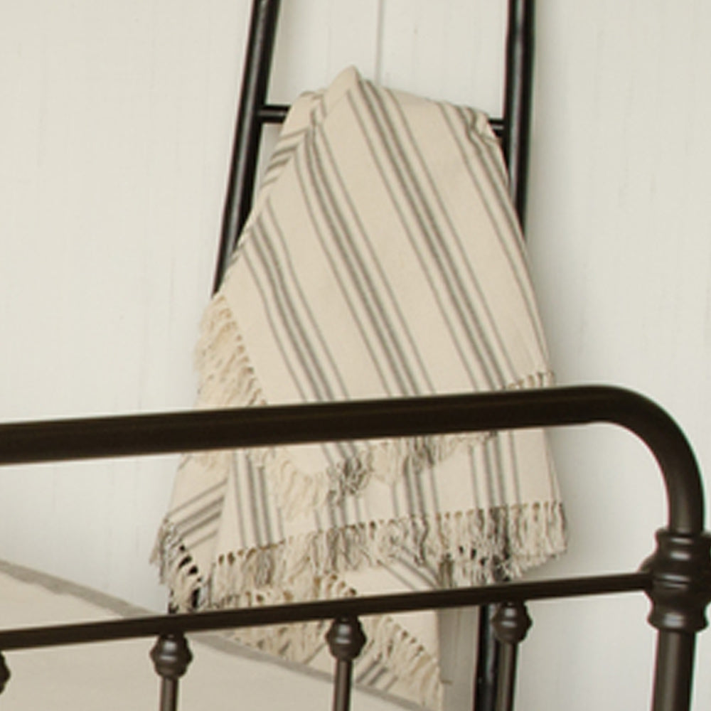 Grain Sack Stripe Cream - Pewter Queen Duvet Cover - Home Collections by Raghu