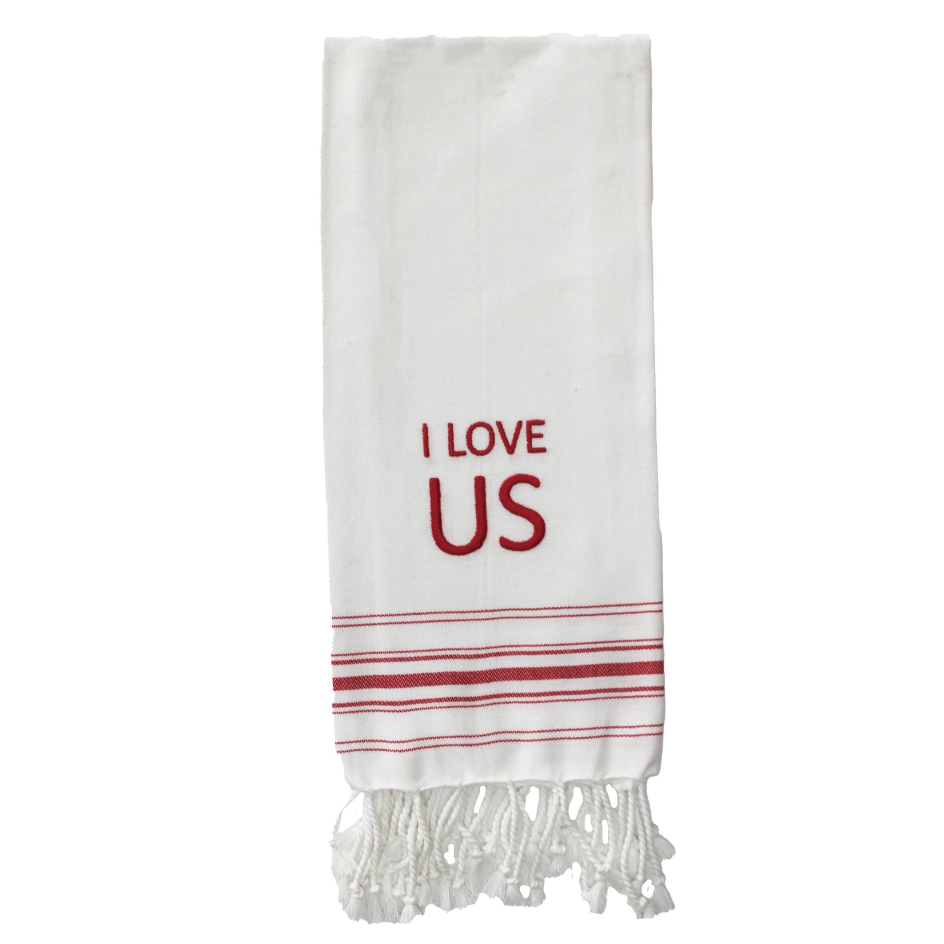 Red I Love Us Towel - Home Collections by Raghu