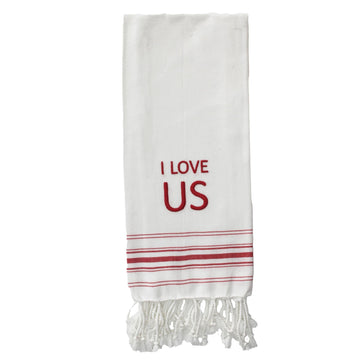 Red I Love Us Towel - Home Collections by Raghu