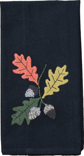 Leaves & Acorns Black towel  - Home Collections by Raghu