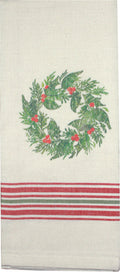 Holiday Grain Sack Cream, Red, Grn towel  - Home Collections by Raghu