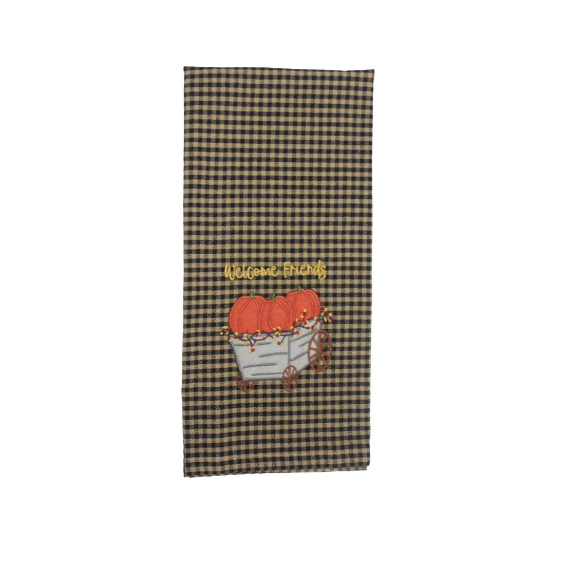 F Welcome Friends Pumpkin Cart Towel - Home Collections by Raghu