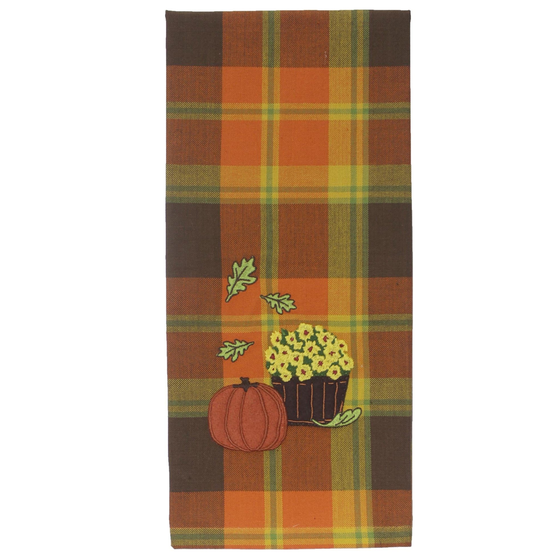 F Autumn Plaid Mums Towel - Home Collections by Raghu