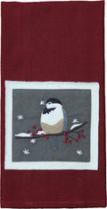 Chickadees Red towel  - Home Collections by Raghu