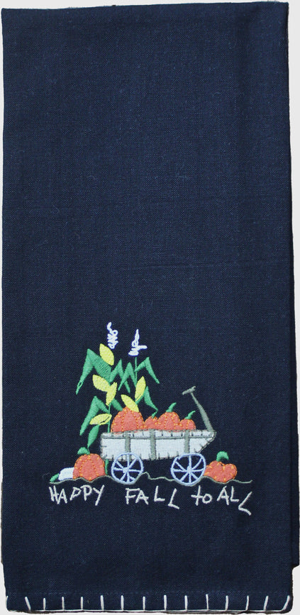 Happy Fall to All Black towel  - Home Collections by Raghu