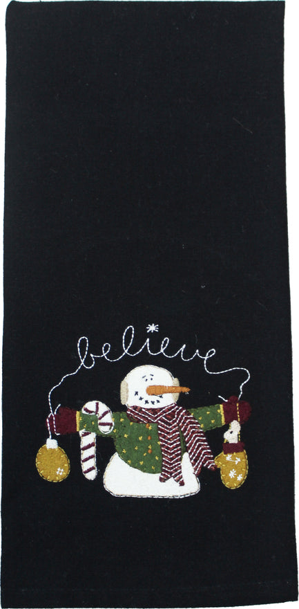 Snowman Believe Black towel  - Home Collections by Raghu