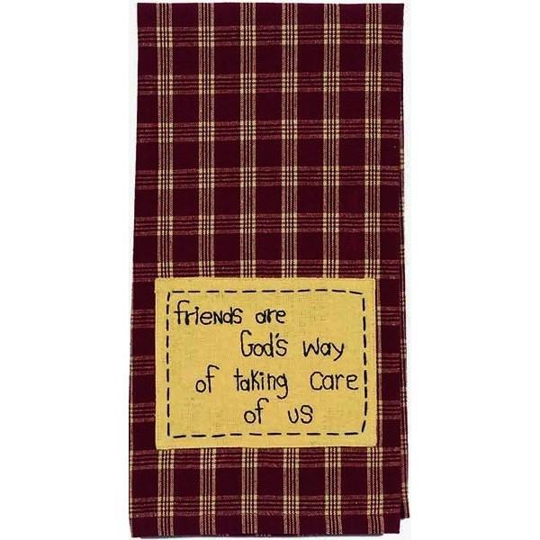 Barn Red-Nutmeg Friends are God's Way Towel - Set of Two - Home Collections by Raghu
