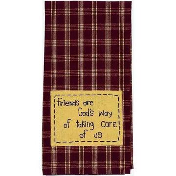 Barn Red-Nutmeg Friends are God's Way Towel - Set of Two - Home Collections by Raghu