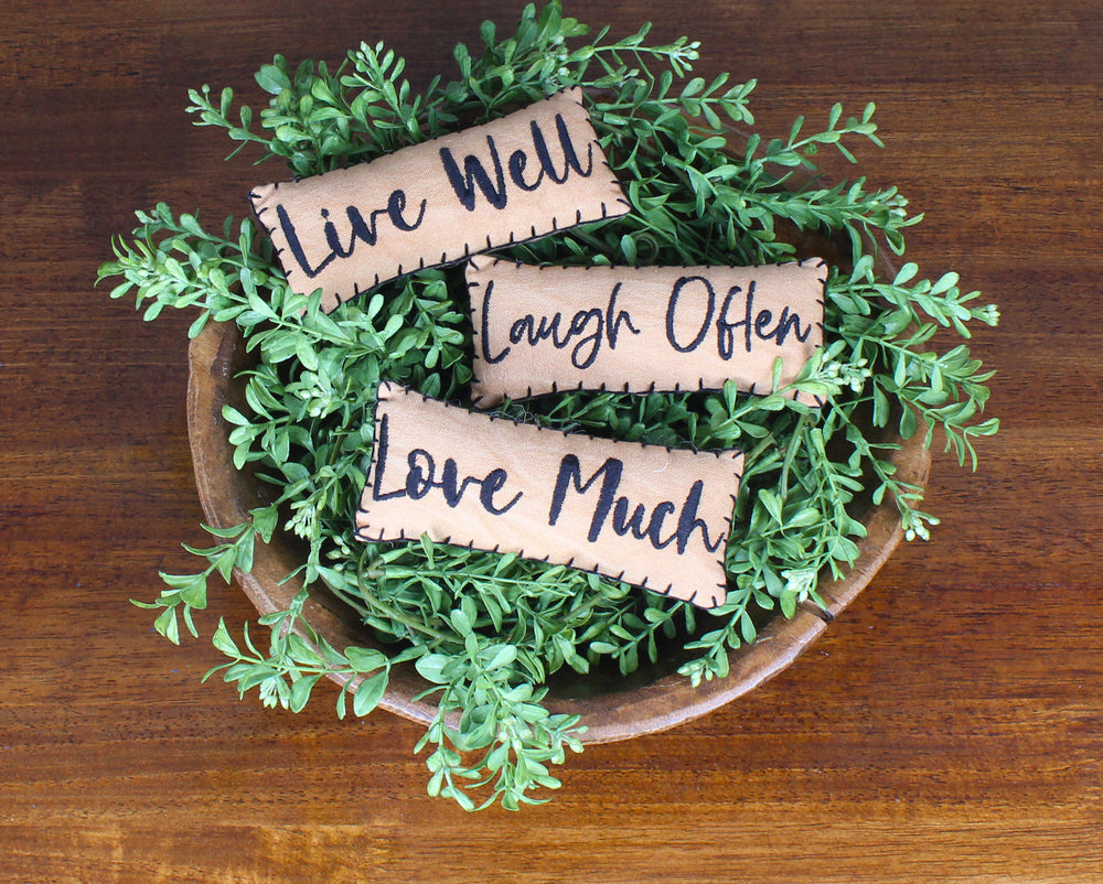 Live Love Laugh Fill Set Tea Dyed Home Accents  - Home Collections by Raghu