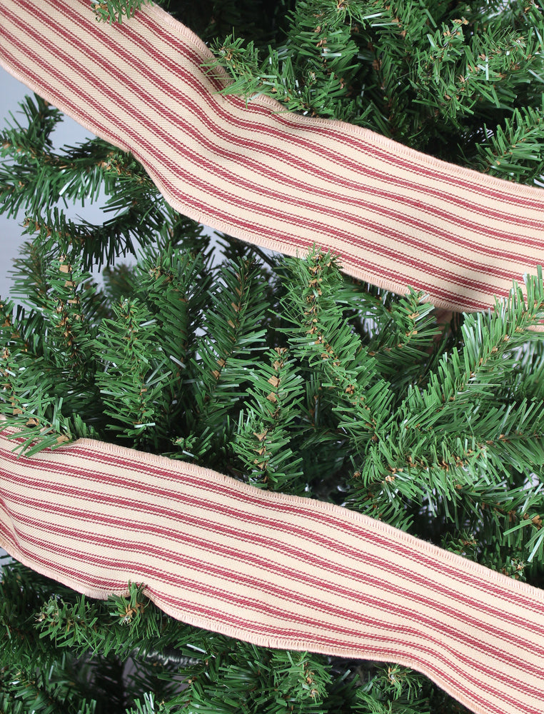 York Ticking Barn Red Garland  - Home Collections by Raghu