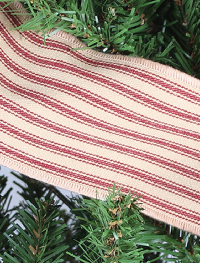 York Ticking Barn Red Garland  - Home Collections by Raghu