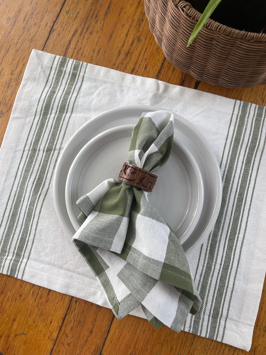 Buffalo Check Sage Sage Napkin  - Home Collections by Raghu