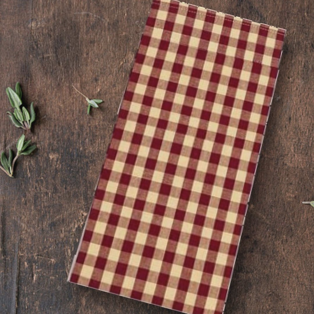 Barn Red-Nutmeg Heritage House Check Barn Red Towel - Set of Six - Home Collections by Raghu